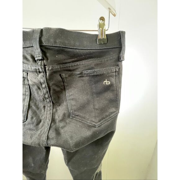 Rag & Bone Black Moto Jeans with Leather Accents in Blackout Size 27 - Picture 2 of 6